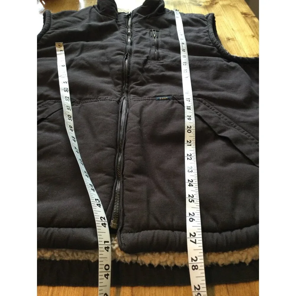 Lee Workwear Sherpa Lined Jacket Vest Mens Size XL Brown Canvas Pockets gorpcore